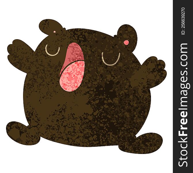 Quirky Retro Illustration Style Cartoon Singing Bear