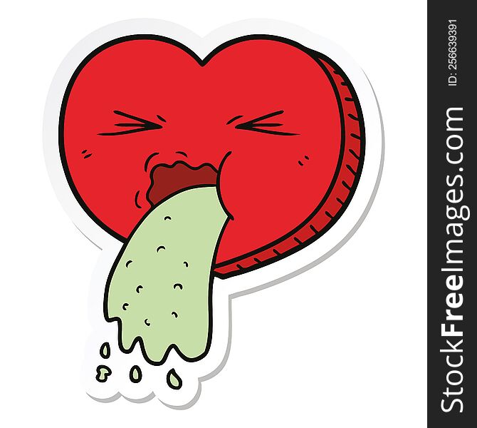 sticker of a cartoon love sick heart