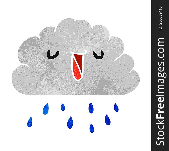 Retro Cartoon Kawaii Weather Rain Cloud