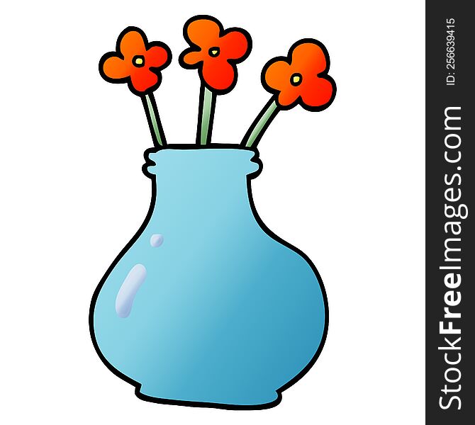 Cartoon Doodle Vase With Flowers