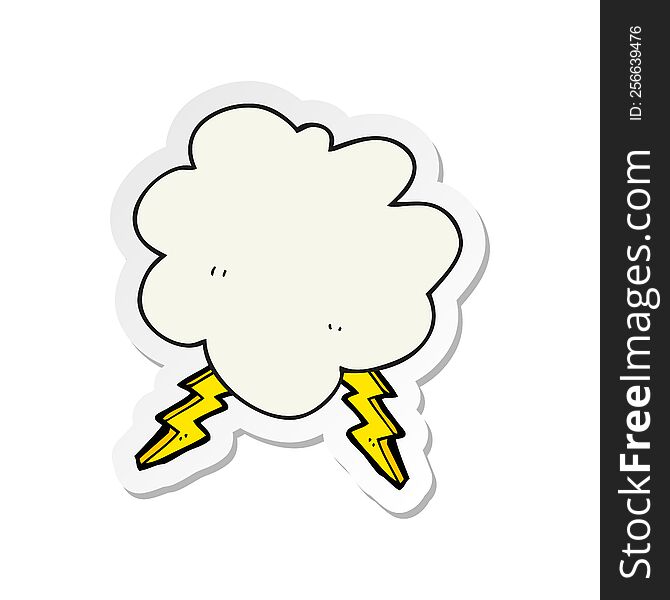 sticker of a cartoon storm cloud