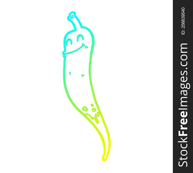 Cold Gradient Line Drawing Cartoon Chili Pepper