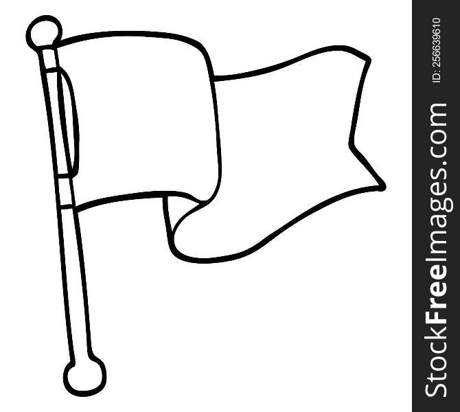 line drawing cartoon white flag waving