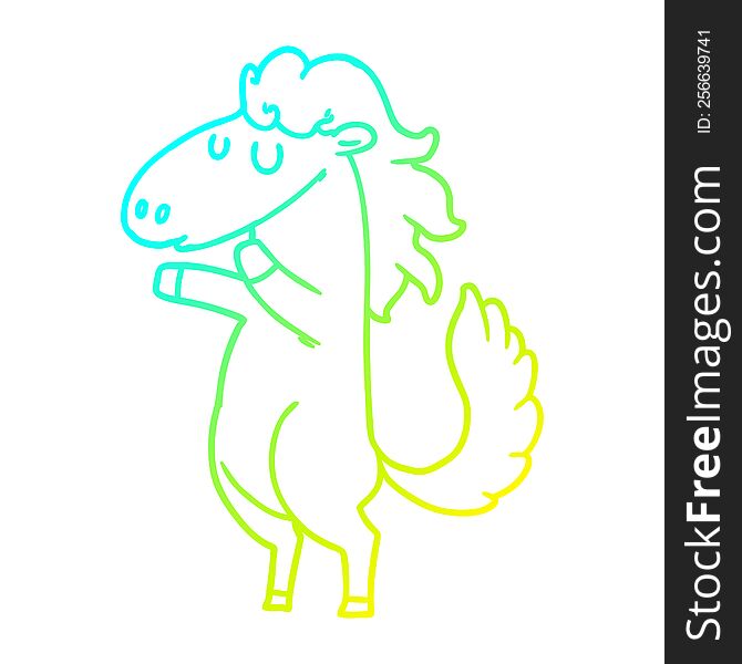 cold gradient line drawing of a cartoon horse