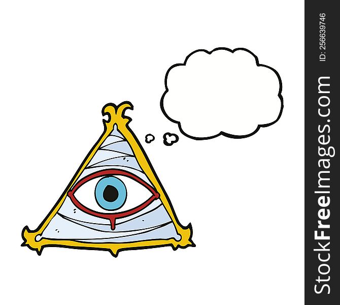 Cartoon Mystic Eye Symbol With Thought Bubble