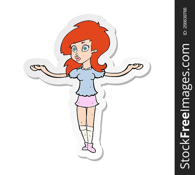 sticker of a cartoon confused pretty girl