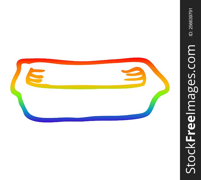 rainbow gradient line drawing of a cartoon empty tray