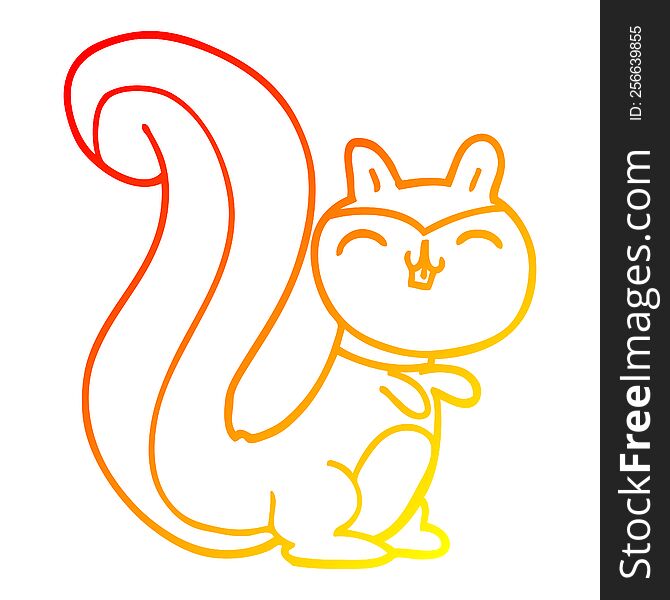 warm gradient line drawing of a cartoon happy squirrel