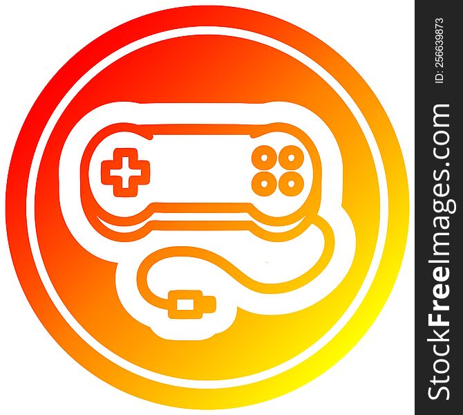 console game controller circular icon with warm gradient finish. console game controller circular icon with warm gradient finish