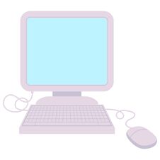 Computer With Mouse And Keyboard Stock Photography