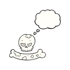 Thought Bubble Cartoon Skull And Bone Symbol Stock Photo