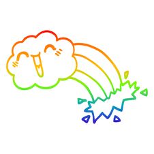 Rainbow Gradient Line Drawing Cartoon Happy Cloud And Rainbow Stock Images