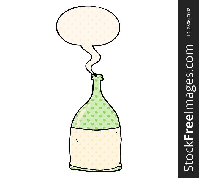 Cartoon Bottle And Speech Bubble In Comic Book Style