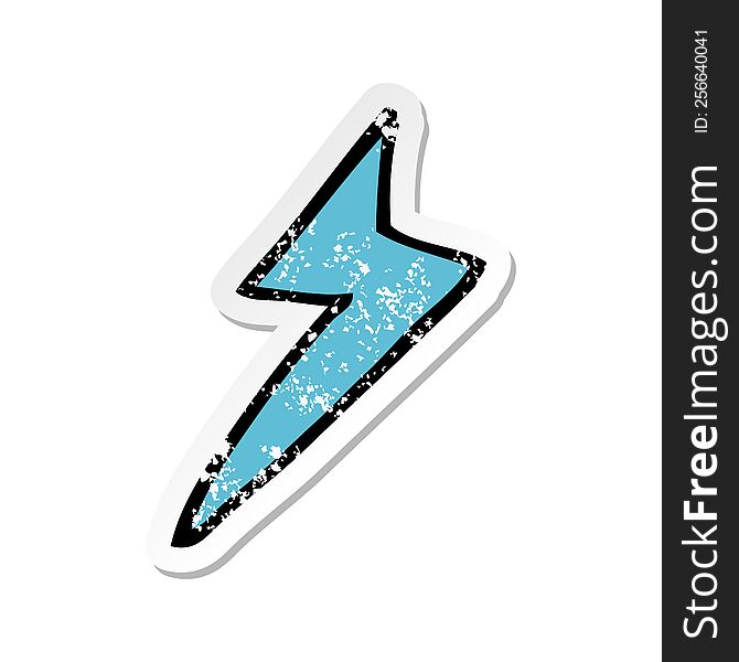 retro distressed sticker of a cartoon lightning bolt symbol