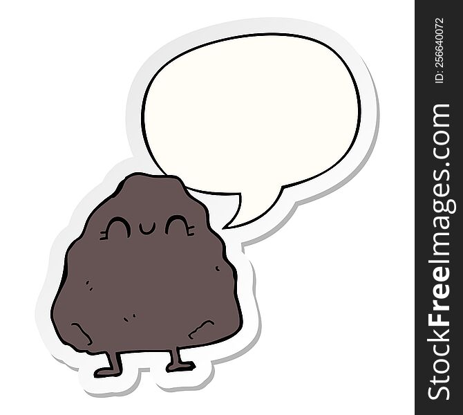 Cartoon Rock And Speech Bubble Sticker