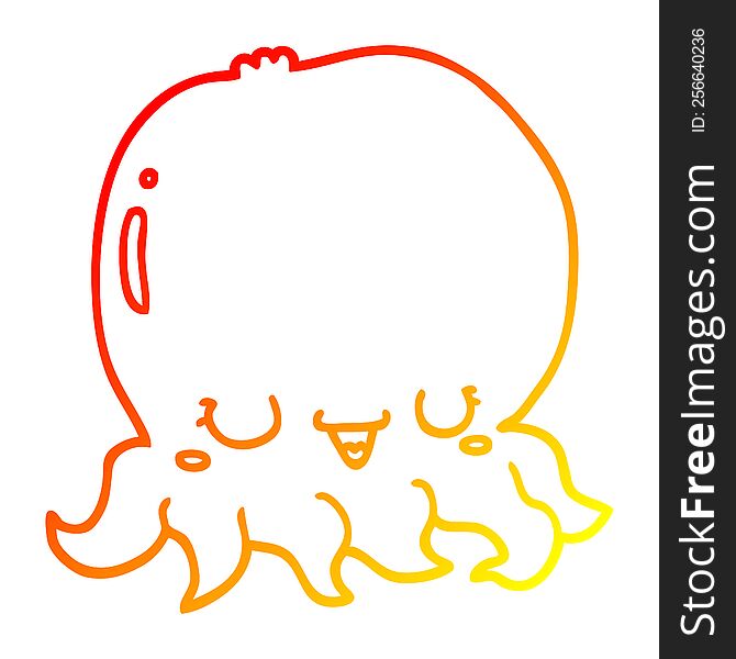 Warm Gradient Line Drawing Cartoon Jellyfish