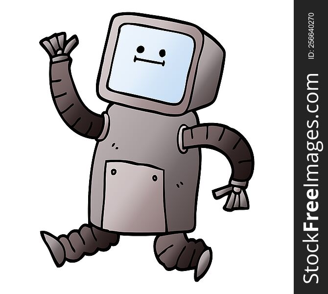 Vector Gradient Illustration Cartoon Robot Running