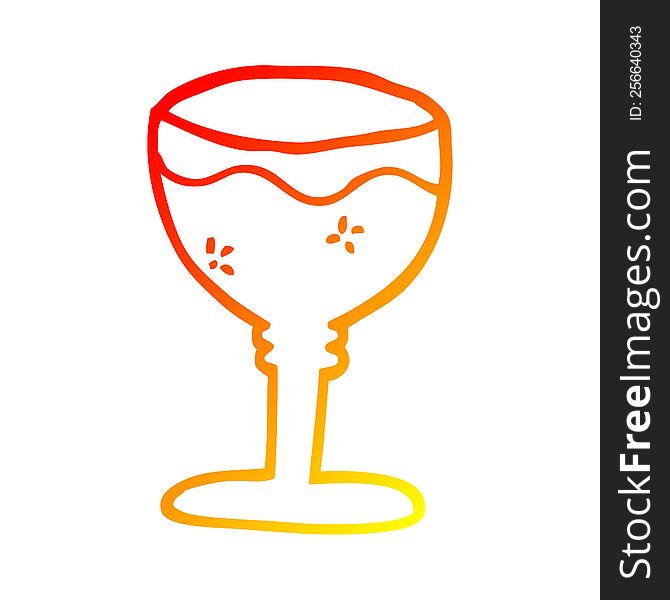 warm gradient line drawing of a cartoon red wine glass