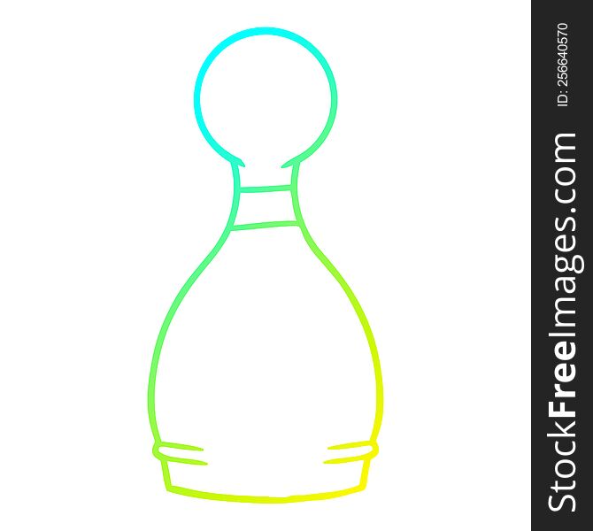 cold gradient line drawing of a cartoon bowling pin
