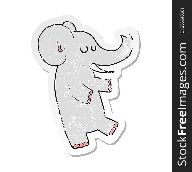 Retro Distressed Sticker Of A Cartoon Dancing Elephant