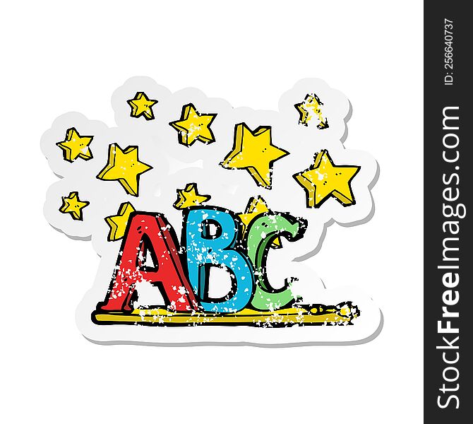 retro distressed sticker of a ABC cartoon