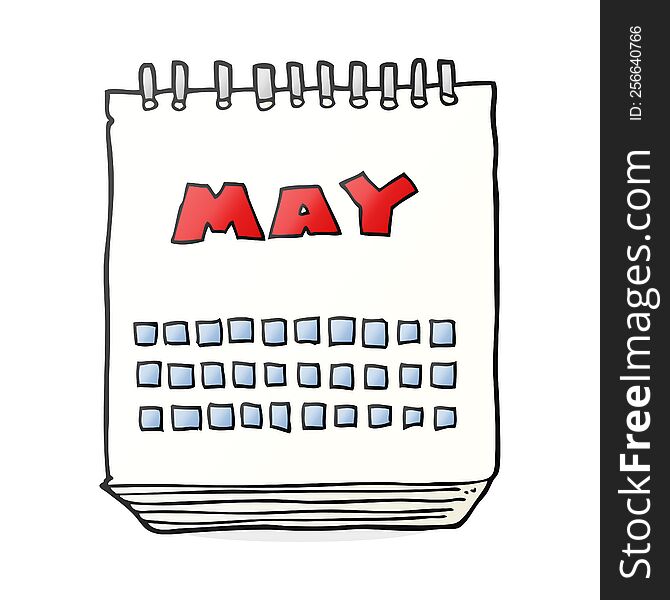 freehand drawn cartoon calendar showing month of may