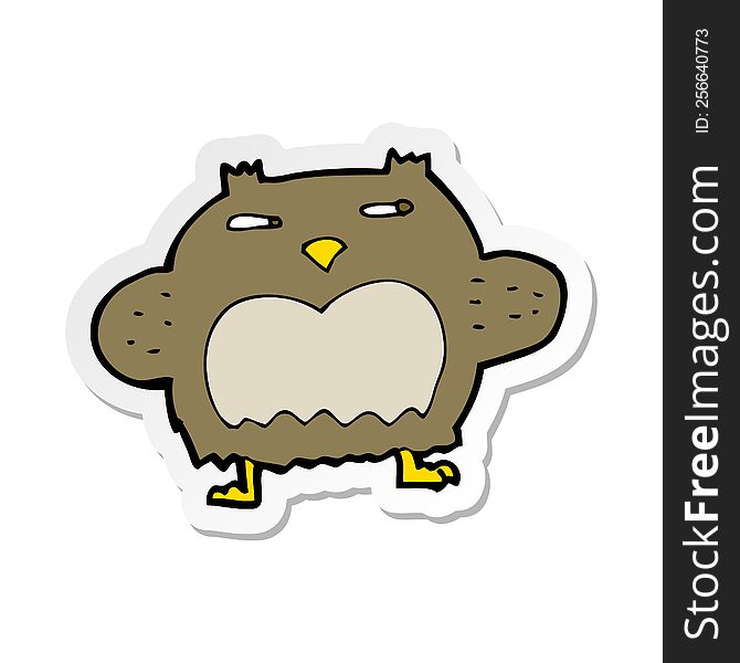 Sticker Of A Cartoon Suspicious Owl