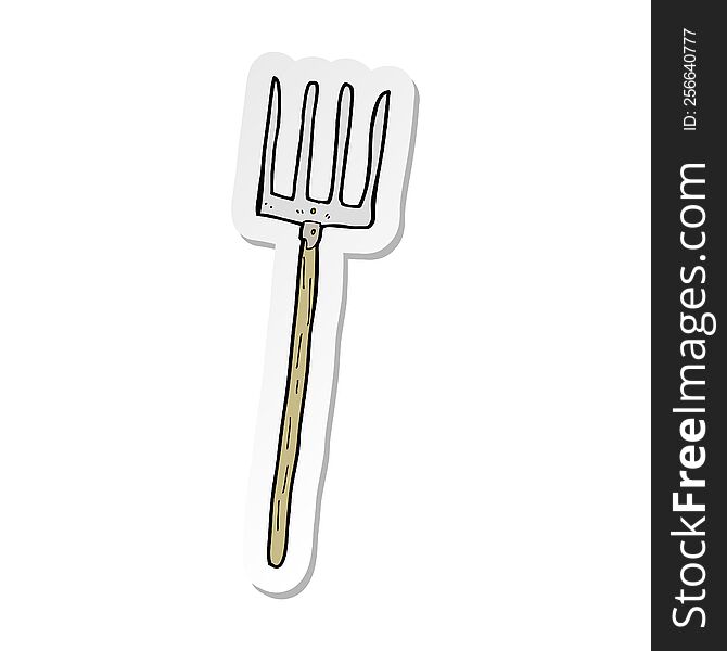 Sticker Of A Cartoon Pitch Fork