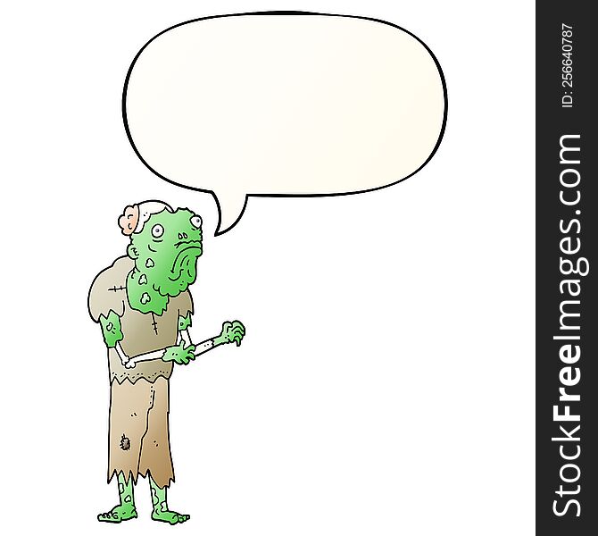Cartoon Zombie And Speech Bubble In Smooth Gradient Style