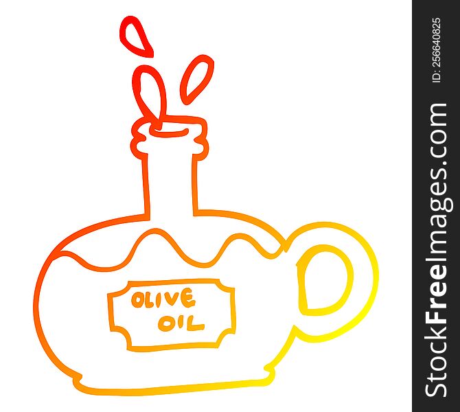 Warm Gradient Line Drawing Cartoon Bottle Of Oilve Oil