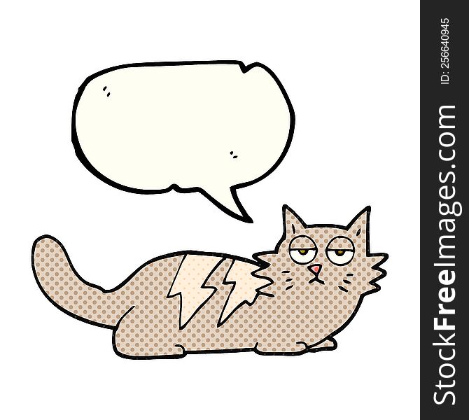 freehand drawn comic book speech bubble cartoon cat