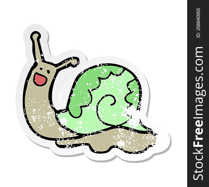 Distressed Sticker Of A Cute Cartoon Snail