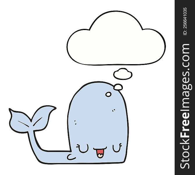 Cartoon Happy Whale And Thought Bubble