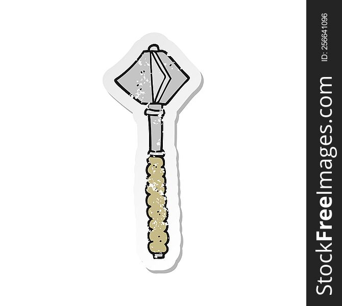 retro distressed sticker of a cartoon medieval mace