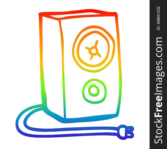 rainbow gradient line drawing of a cartoon speaker