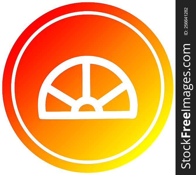 protractor math equipment circular icon with warm gradient finish. protractor math equipment circular icon with warm gradient finish