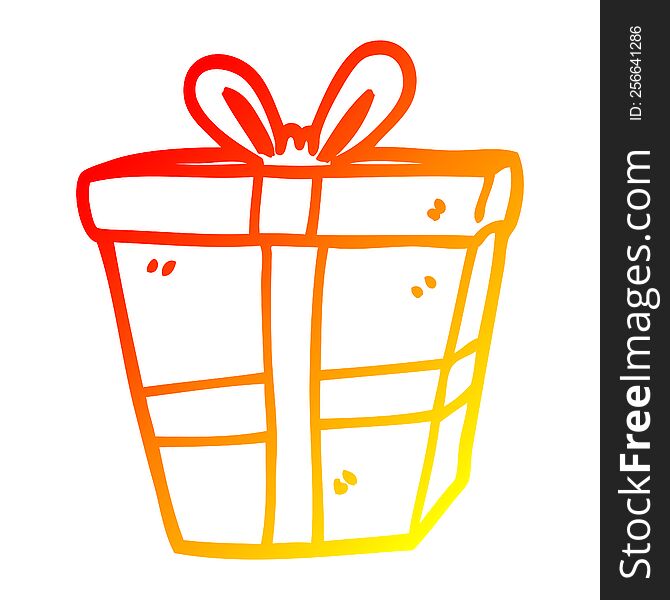 warm gradient line drawing of a cartoon wrapped present