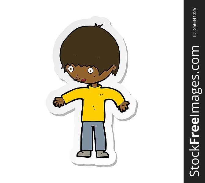 Sticker Of A Cartoon Confused Boy