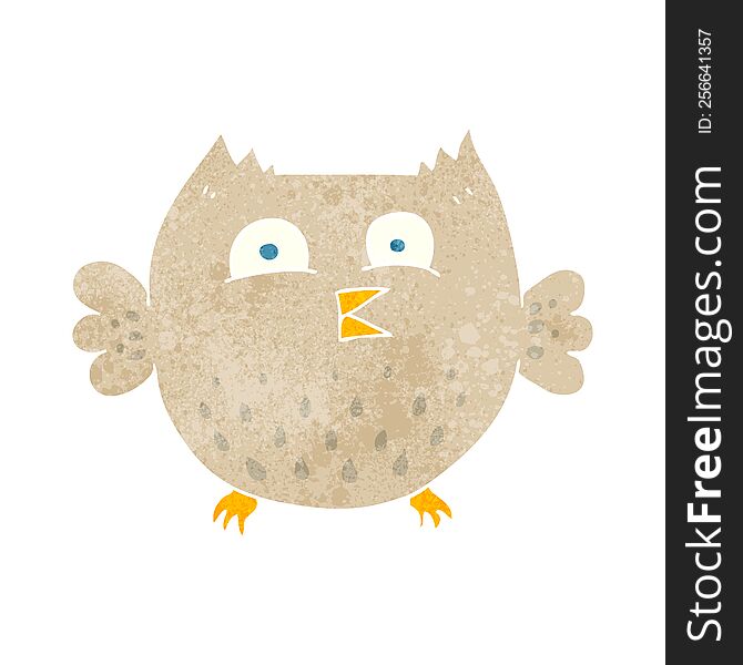 Retro Cartoon Happy Owl