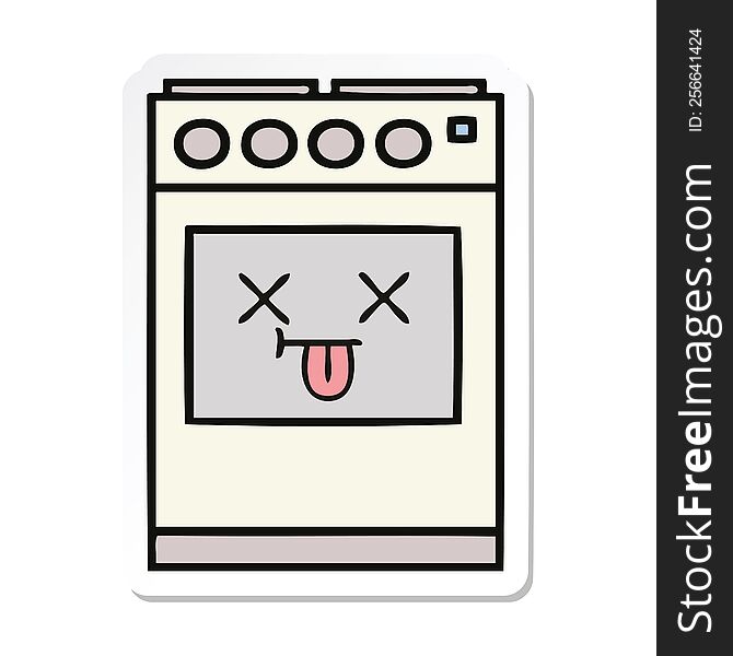Sticker Of A Cute Cartoon Kitchen Oven