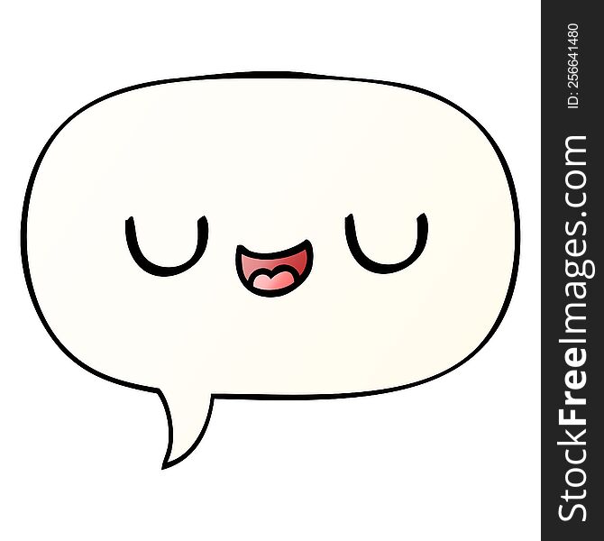 Cute Cartoon Face And Speech Bubble In Smooth Gradient Style