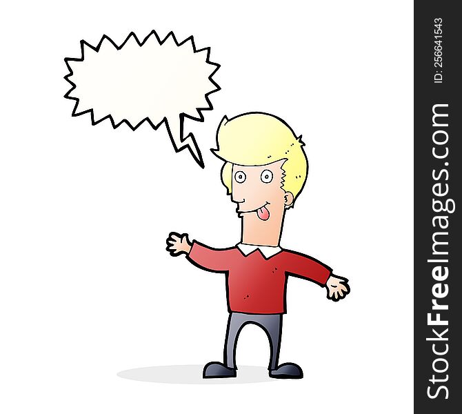 Cartoon Man Sticking Out Tongue With Speech Bubble