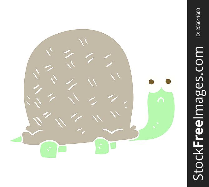 Flat Color Illustration Of A Cartoon Sad Turtle