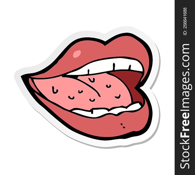 sticker of a cartoon smiling mouth