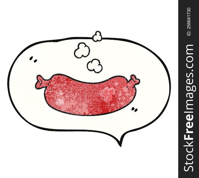 freehand speech bubble textured cartoon hot sausage