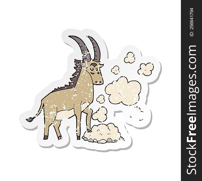 retro distressed sticker of a cartoon antelope