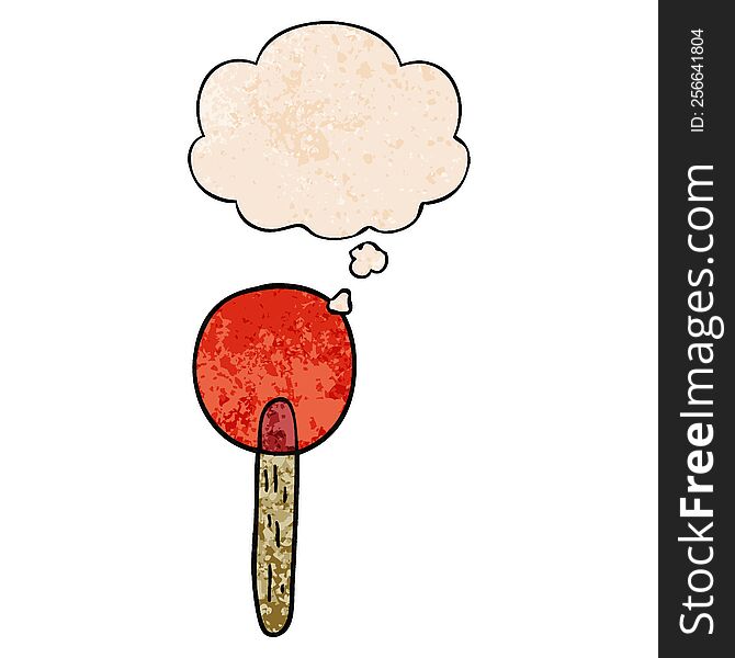 Cartoon Candy Lollipop And Thought Bubble In Grunge Texture Pattern Style