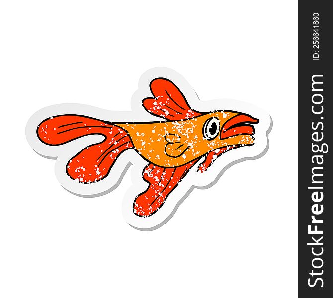distressed sticker of a cartoon fighting fish