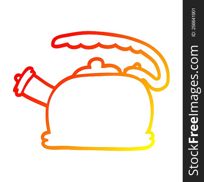 warm gradient line drawing of a cartoon whistling kettle