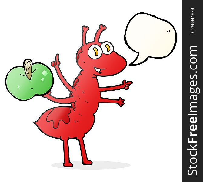 Speech Bubble Cartoon Ant With Apple